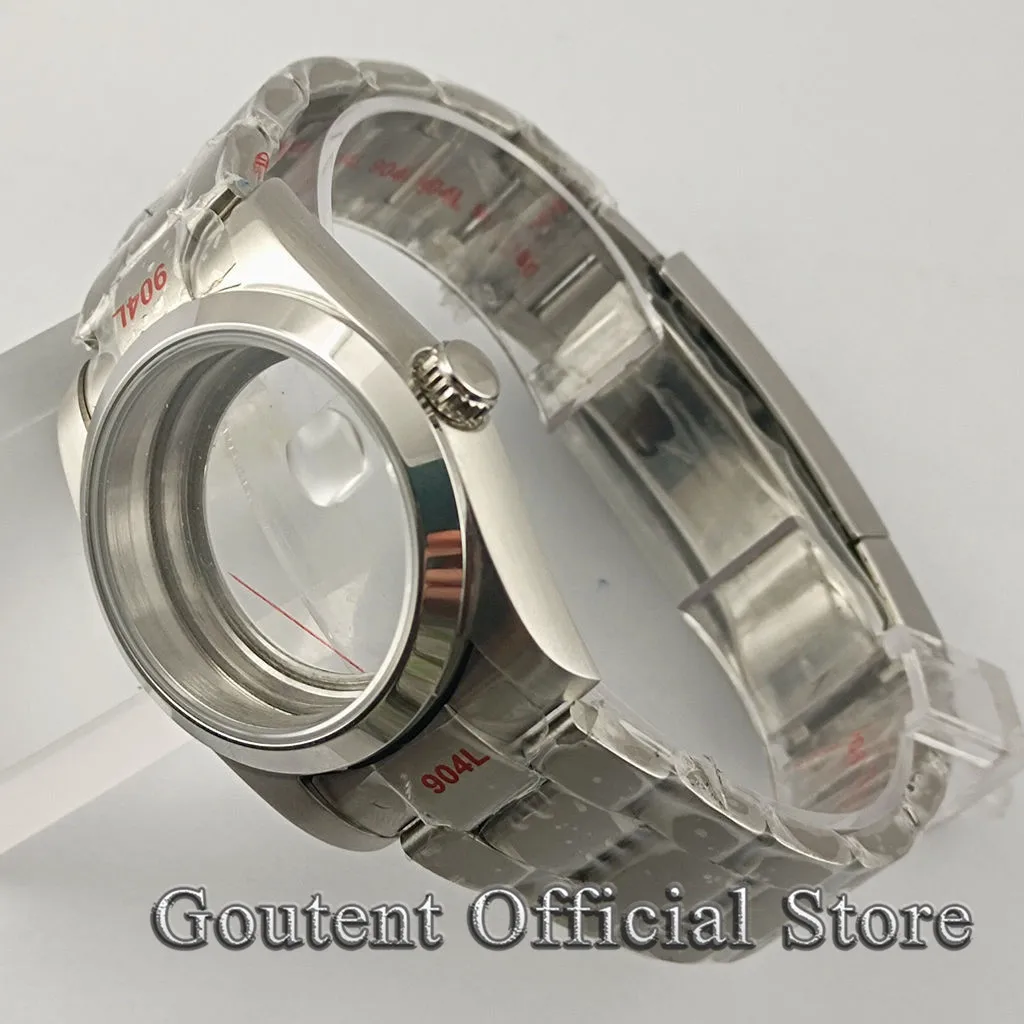 36mm 39mm Goutent Silver Brushed Watch Case With Strap Fit NH35 NH36 Miyota 8215/821A,DG2813 3804,ETA 2836 2824 PT5000 Movement