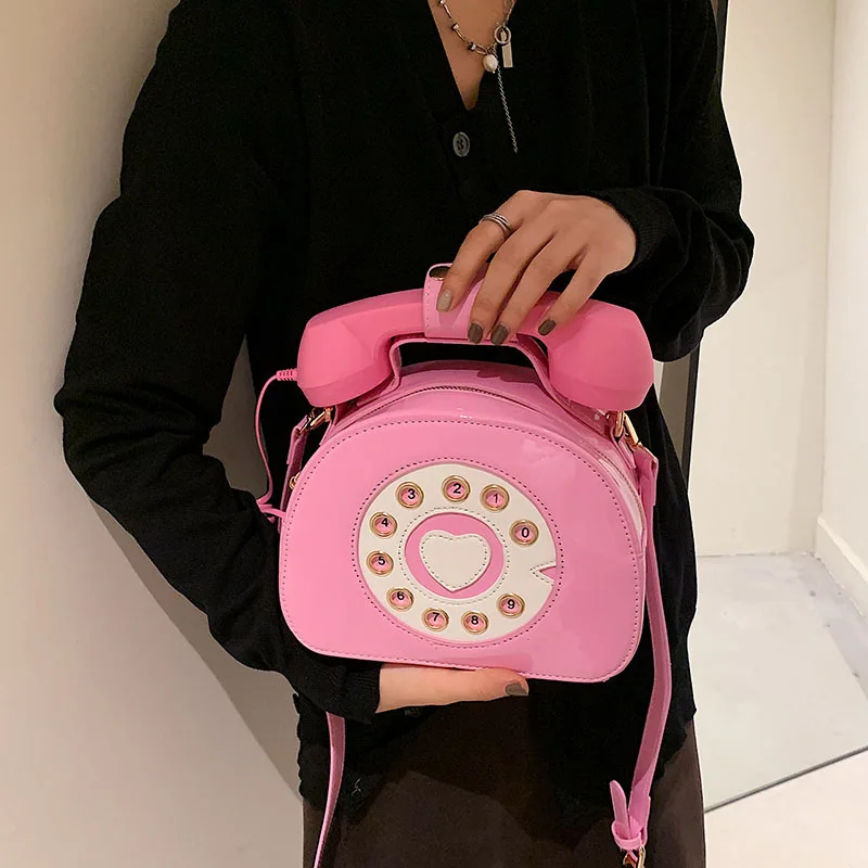 Bolso de hombro creativo para mujer, bandolera con forma de teléfono, Retro, de cuero PU, de diseñador, monederos para teléfono y Bolso pequeño