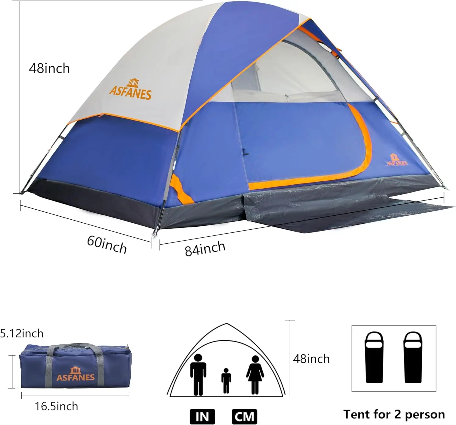 2Person Tents for Camping Waterproof, Backpack Double Layer Camping Tents, Perfect Picnics, Fishing and Backyard Camping