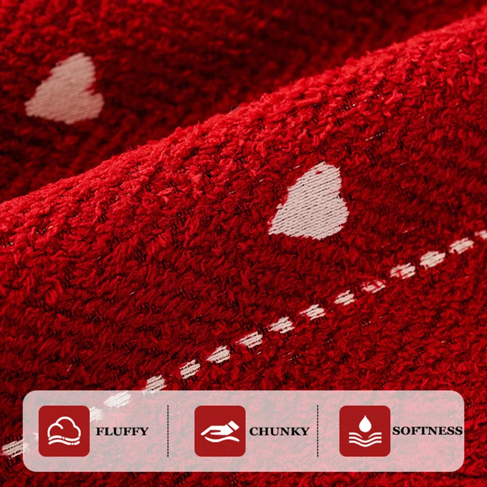 Winter Red Irregular-Shaped Sofa Cushions Valentine's Day New Year Wedding Decoration Plush Sofa Cushion Anti-Slip Cover Fabric