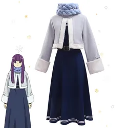 Frieren Fern Cosplay Costume Wig Anime Frieren Beyond Journey's End Dress Scarf Winter on The Northern Lands Halloween for Women