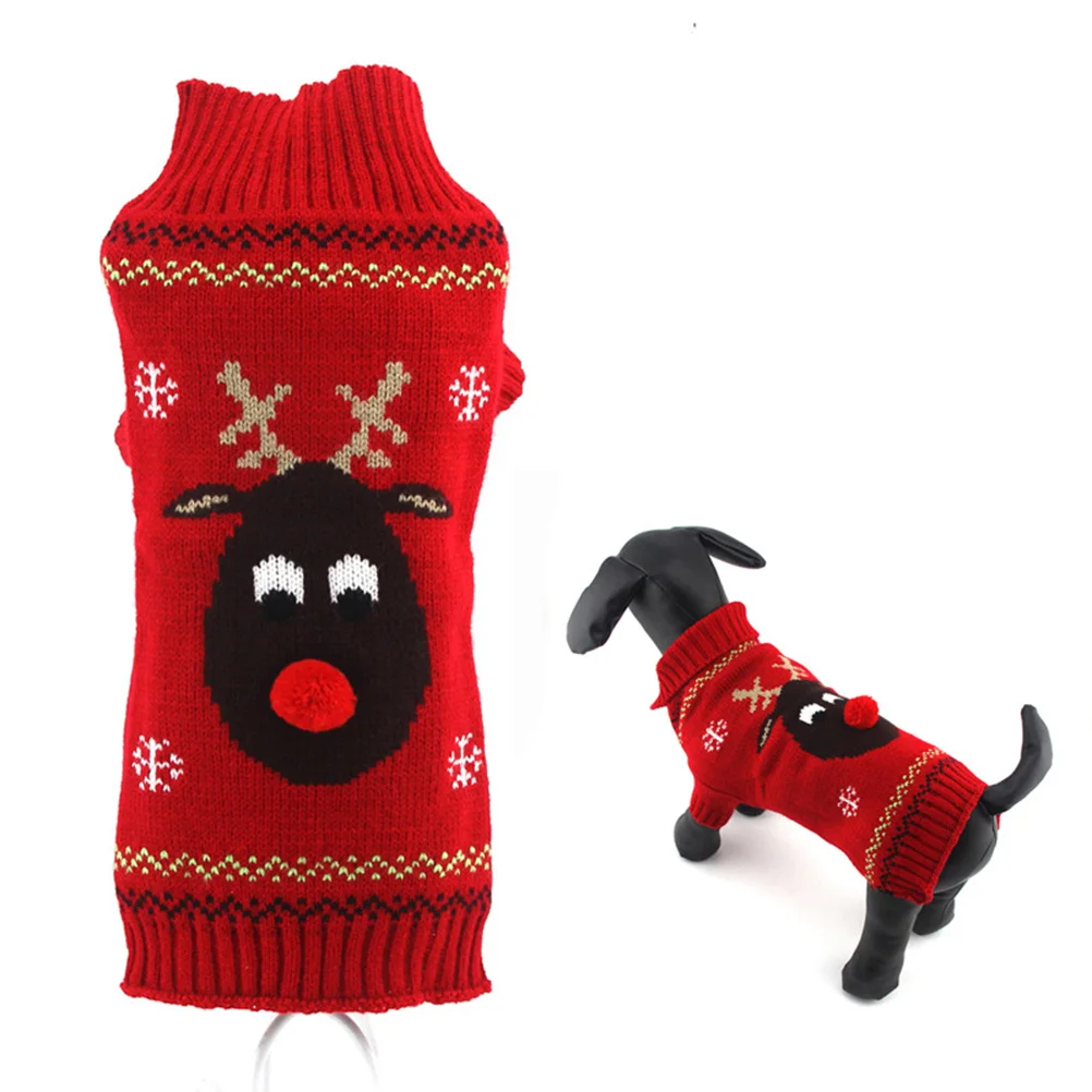 

Pet Sweaters Deer Design Winter Dog Costume Stylish Pullover No Zipper Front Leg Hole Perfect Fit Xxs Pet Sweater