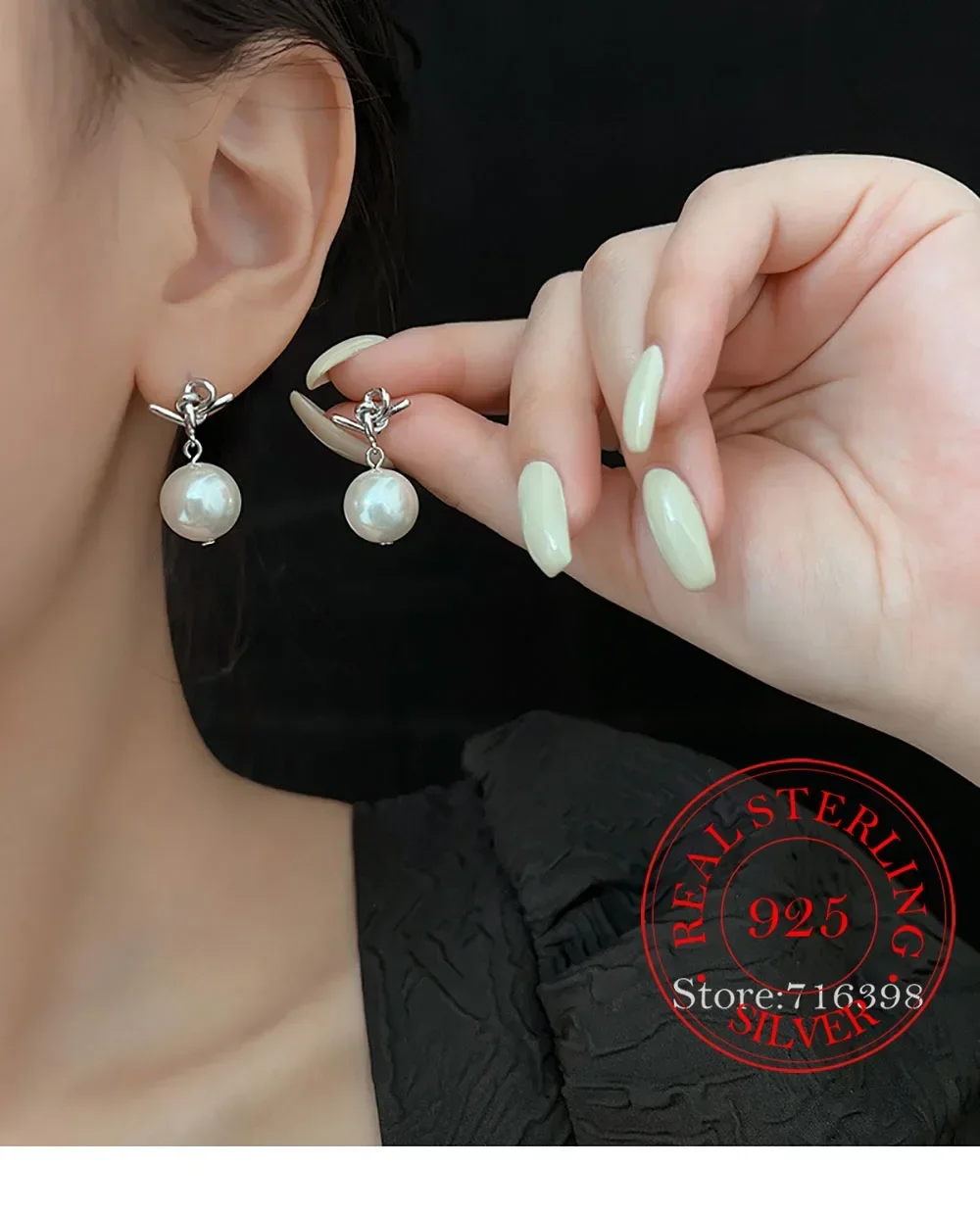 

925 Sterling Silver Knotted Pearl Stud Earrings For Women 2023 Korean Wedding Party Jewelry Gift Female Pendientes