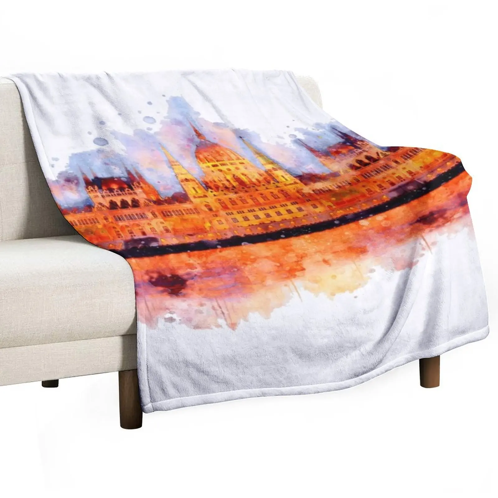 

Budapest Parliament watercolor painting Throw Blanket Multi-Purpose christmas decoration Tourist Custom Blankets