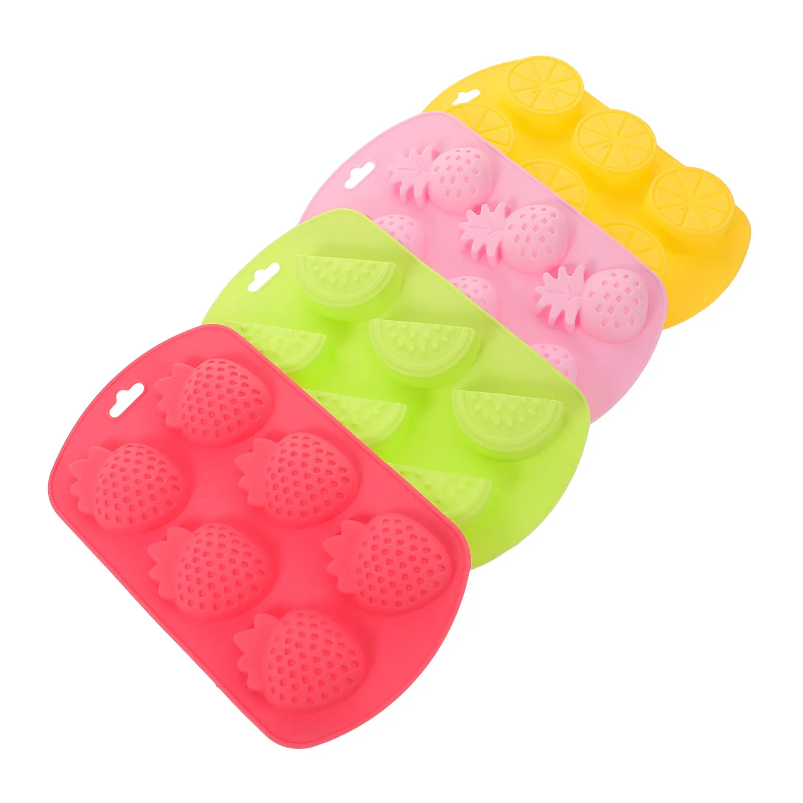 4Pcs Silicone Chocolate Mold Fruit Shapes Pineapple Lemon Watermelon Strawberry Candy Baking Mold DIY Dessert Ice Cube Tray view 5