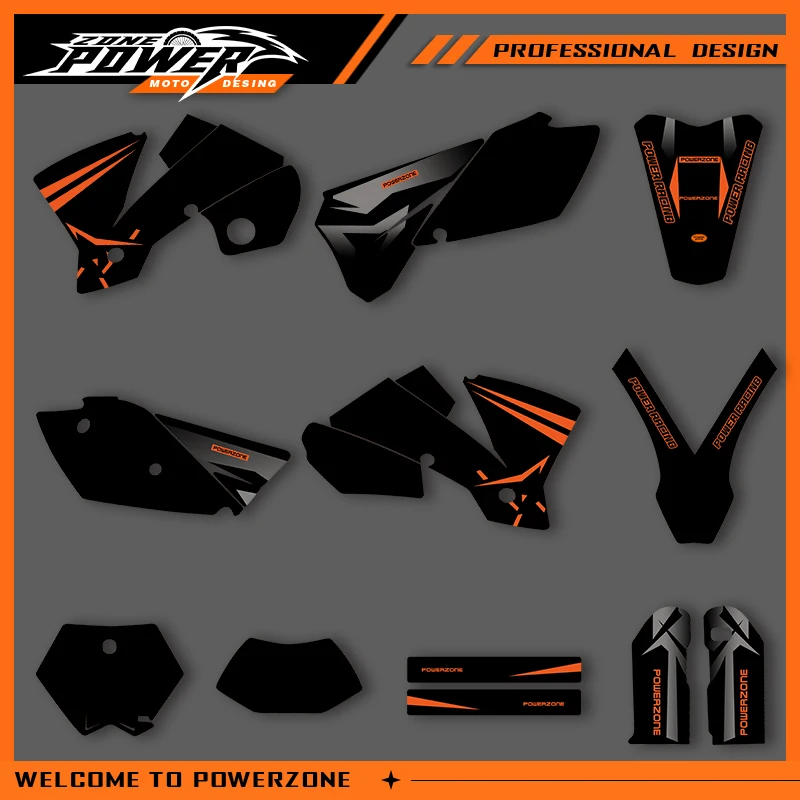 

POWERZONE Мотокросс Team Графический фон Наклейки Наборы наклеек для KTM 2003 2004 SXF SX 2004 EXC EXC-F Индивидуальный номер 02