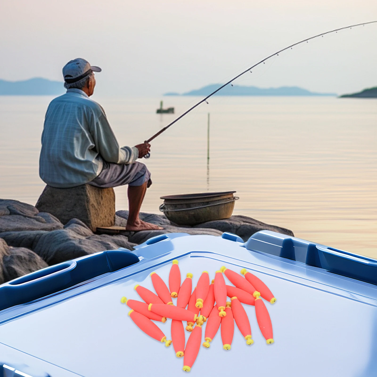 

20pcs/set Fishing Bobbers Weighted Foam Float Oval Shape Strike Indicators Eva Foam Float Weighted Bobbers Fishing Buoys