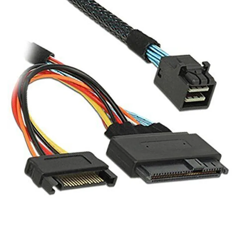 12G Mini SAS Cable SFF-8643 to SFF-8639 NVMe SSD with 15 pin SATA Power