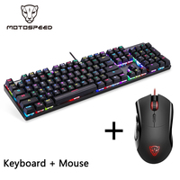 Motospeed CK104 Gaming Mechanical Keyboard 104 Key Wired Metal Panel RGB Backlight Game Keyboard Mouse Set Macro For PC Laptop