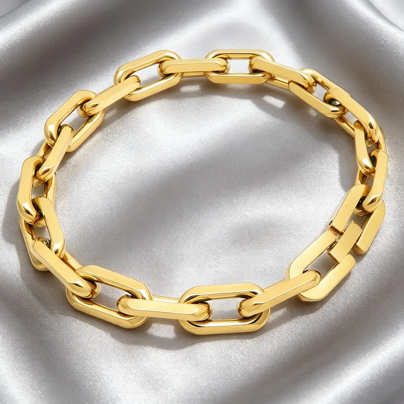 Kalen 8 mm Edelstahl-Armband mit Büroklammerkette für Herren, poliert, matt, ovale Glieder, Armband, Biker-Party-Schmuck, Geschenk für Damen – Detail 11