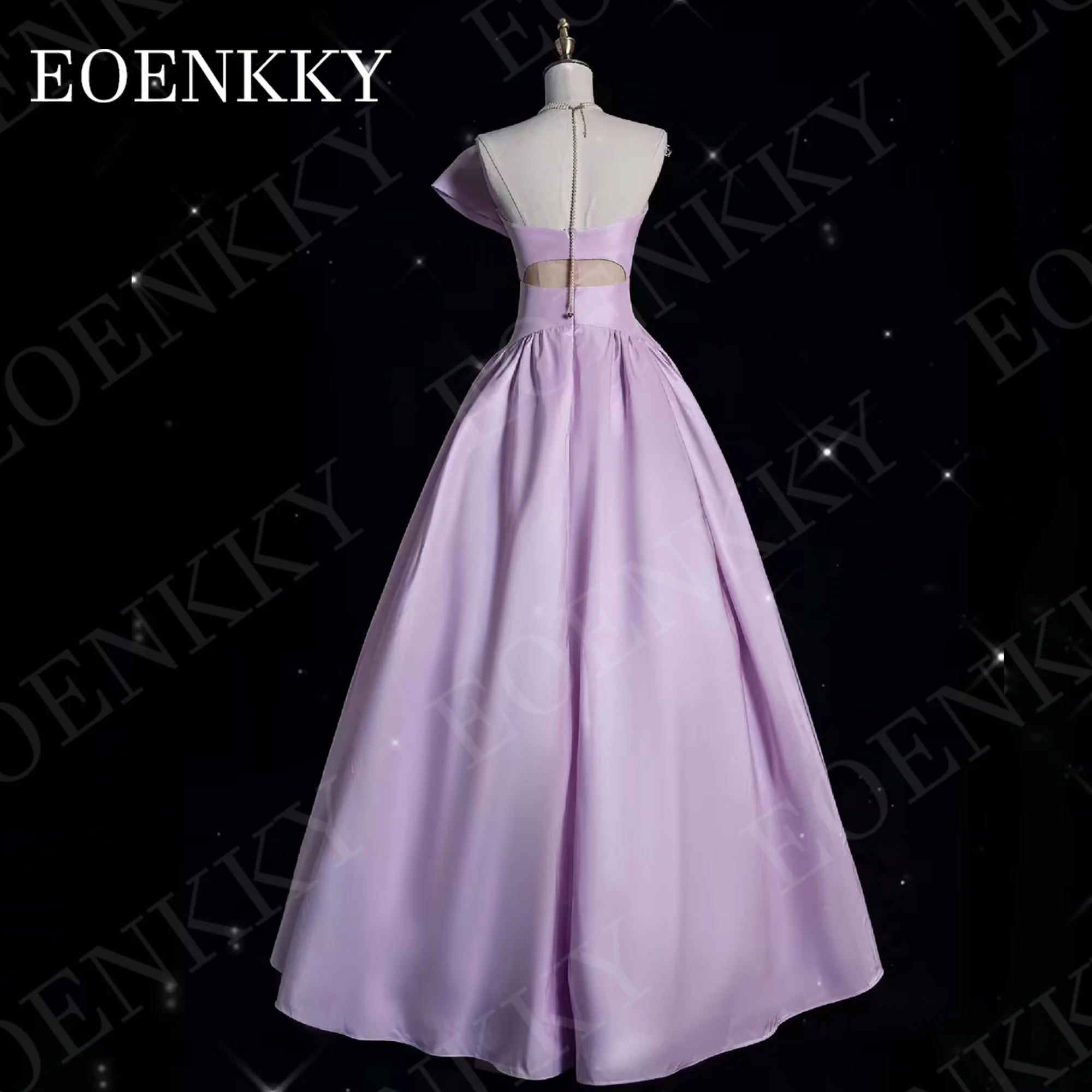 EOENKKY Simple Satin Prom Dress Princess платье на выпускной Strapless A Line Graduation Dresses With Bow Backless Floor Length