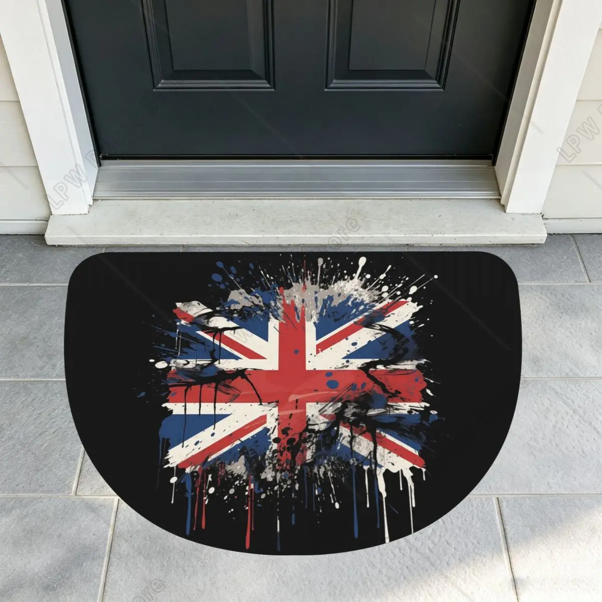 Union Jack Flag Of The UK United Kingdom British Soft Flannel Half Round Doormat Non Slip Bathroom Mat Absorbent Floor Carpet