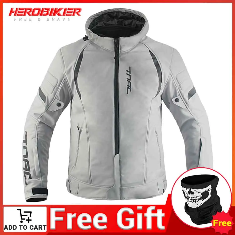 

HEROBIKER New Motorcycle Jackets Motocross Racing Jacket Breathable Men Motorbike Riding Waterfroof Reflective Clothes 4 Seasons