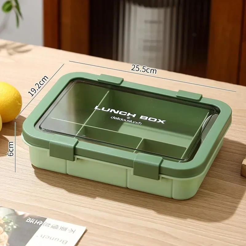 1500 ml Bento-Box, tragbare Lunchbox für Kinder, Studenten, Büro, Lunchbox mit Löffel, Gabel, auslaufsicher, mikrowellengeeigneter Lebensmittelaufbewahrungsbehälter