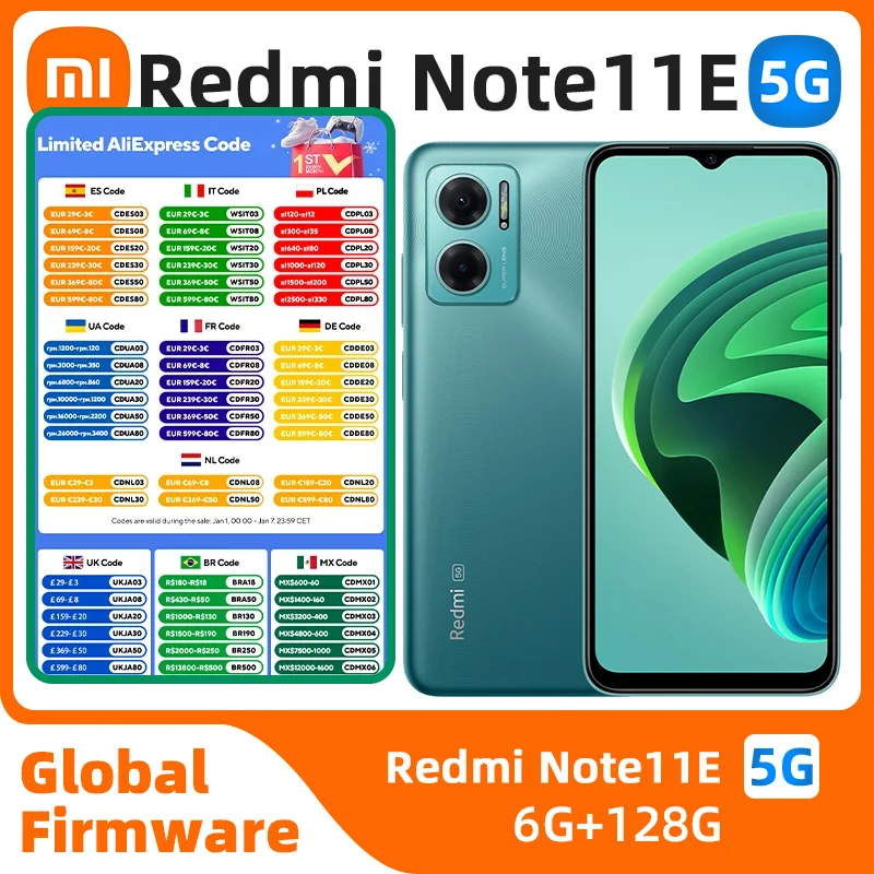 Xiaomi Redmi Note 11E 5G 6GB RAM 128GB ROM Dual SIM 6.58'' Mobile Phone 50MP Octa-Core Android SmartPhone used phone