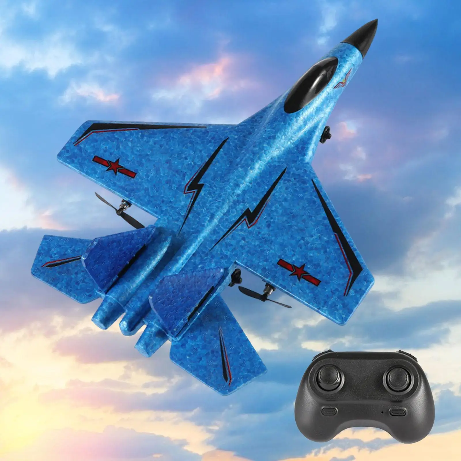 Remote Control Aircraft Foam Airplane Anti Collision with Cool Light A Key to Take Off Fighter Model Boys Gift 2CH RC Jet Glider