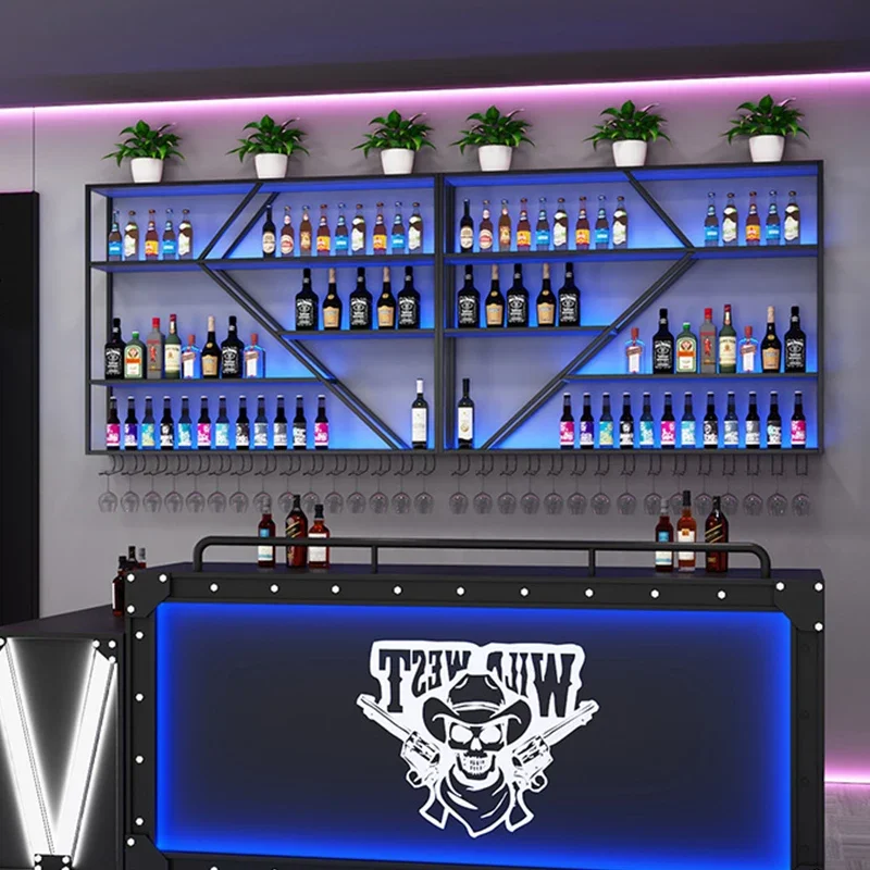 

Wall Mounted Kitchen Wine Rack Bar Corner Storage Bottle Restaurant Wine Cabinets Buffet Drink Retail Botellero Vino Furniture