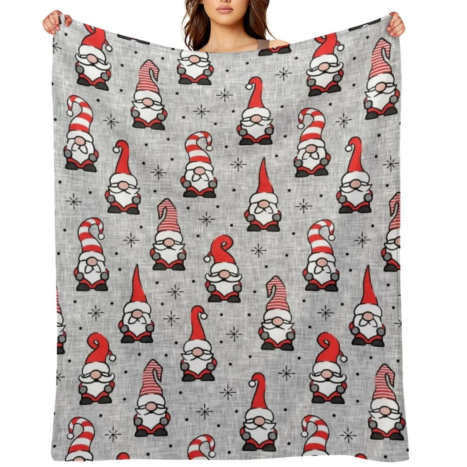 

Christmas Gnomes - grey Throw Blanket Weighted Softest Blankets For Sofas heavy to sleep Blankets