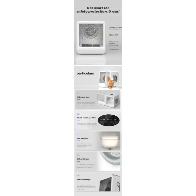 Pet Dryer Room Professional Feline Canine Grooming Drying Box for Home Pet Shop Use