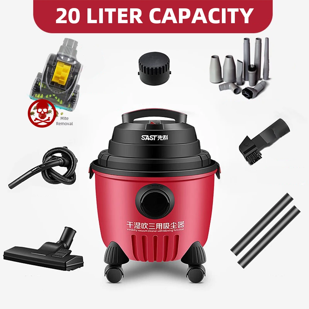 Electric Vacuum Cleaner 220V 1200W High-power Bucket Dry Wet Blow Vacuum Cleaner Dusting Machine Household Crevice Cleaners