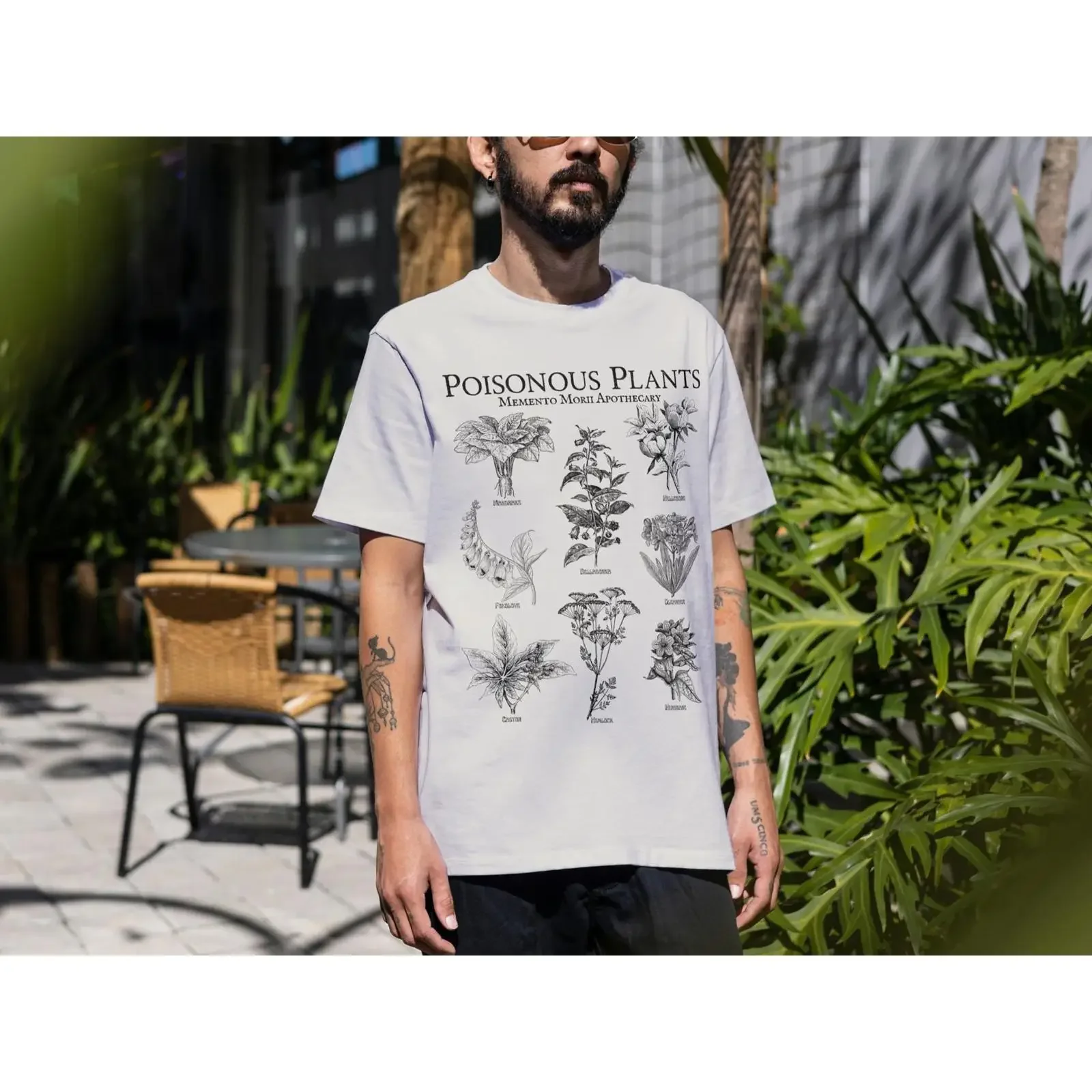 Poisonous Plants T Shirt Vintage Apothecary Dark Academia vintage Washed Versatile designer clothes homme Top For Everyday Wear