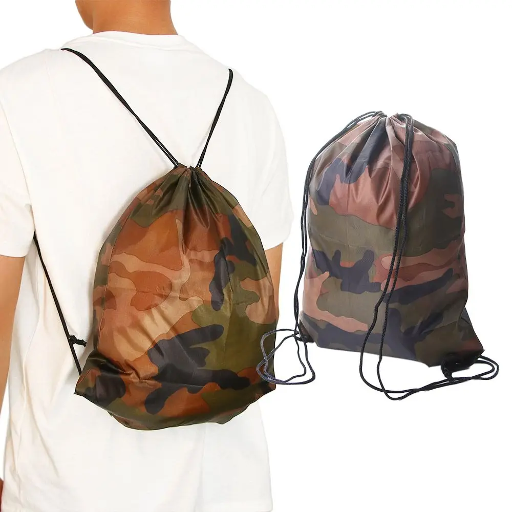Fashion Outdoor Riding Thicken Gym Travel Portable Sports Bag Camouflage Drawstring Bag Oxford Bag Backpack