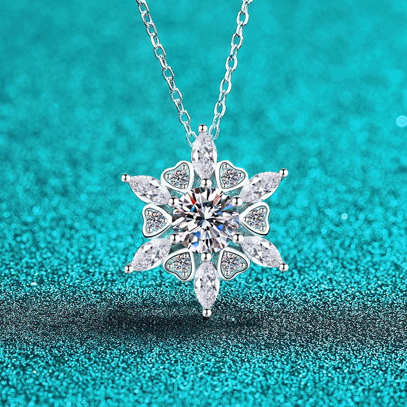 1ct D ColorMoissanite ضياء امرأة قلادة الفضة قلادة للنساء سلاسل حفلة الزفاف غرامة مجوهرات 925 الاسترليني قلادة فضية #1