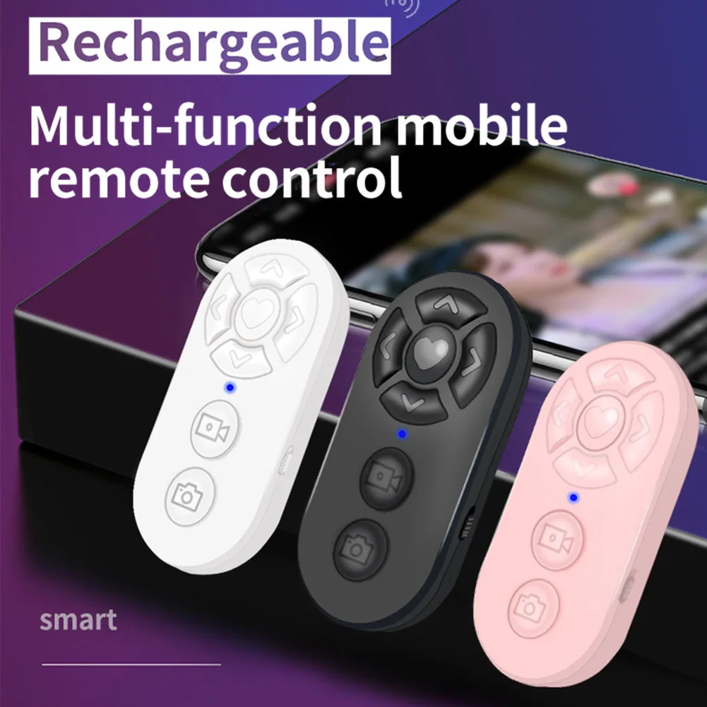 7 Buttons Page Turner for  Video Rechargeable Bluetooth-Compatible Remote Controller Smart Remote for Photos and Videos