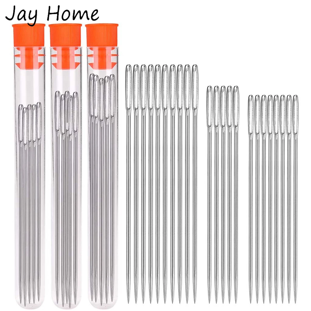 

23Pcs Big Eye Stitching Needles 3 Sizes Stainless Steel Sharp Tip Hand Sewing Needles with Needle Storage Tube for Sewing Crafts