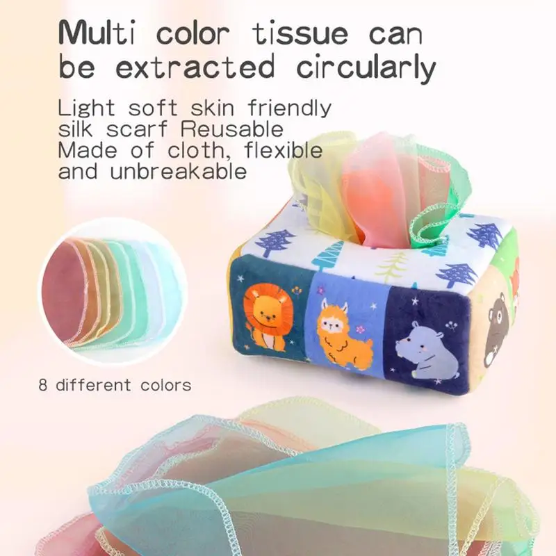 Montessori Baby Tissue Box Toy Baby Educational Learning Activity Sensory Toy For Kids Finger Exercise Soft Sensory Baby Game