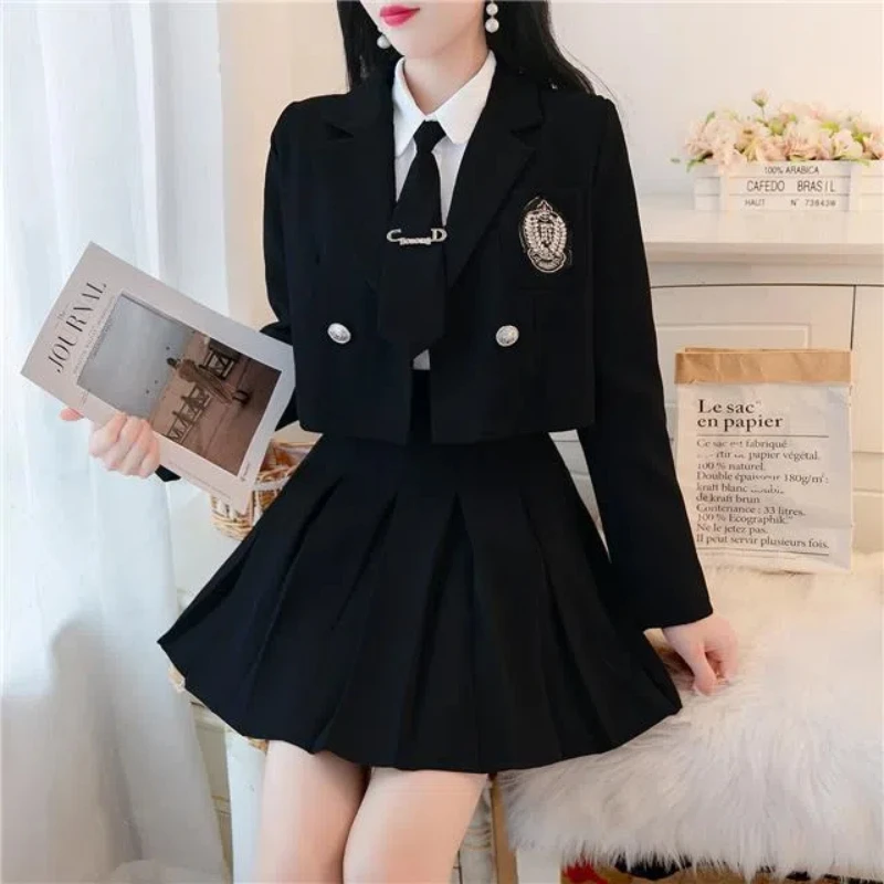 Female JK Suit Jacket Pleated Skirt Spring and Autumn Clothing Professional Attire Temperament Goddess Style Two-piece Set