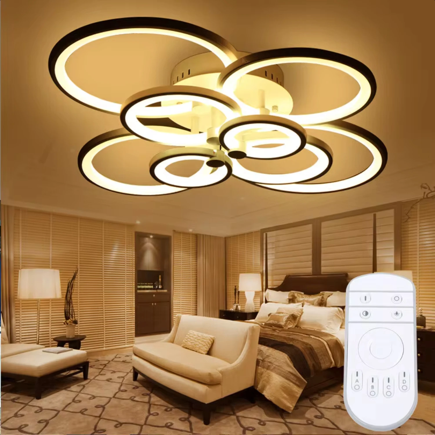 

New LOYALHEARTD Modern Ceiling Light Pendant Lamp Indoor Living Room Dimmable Fixture 8Hesds Flush Mount 3-Color