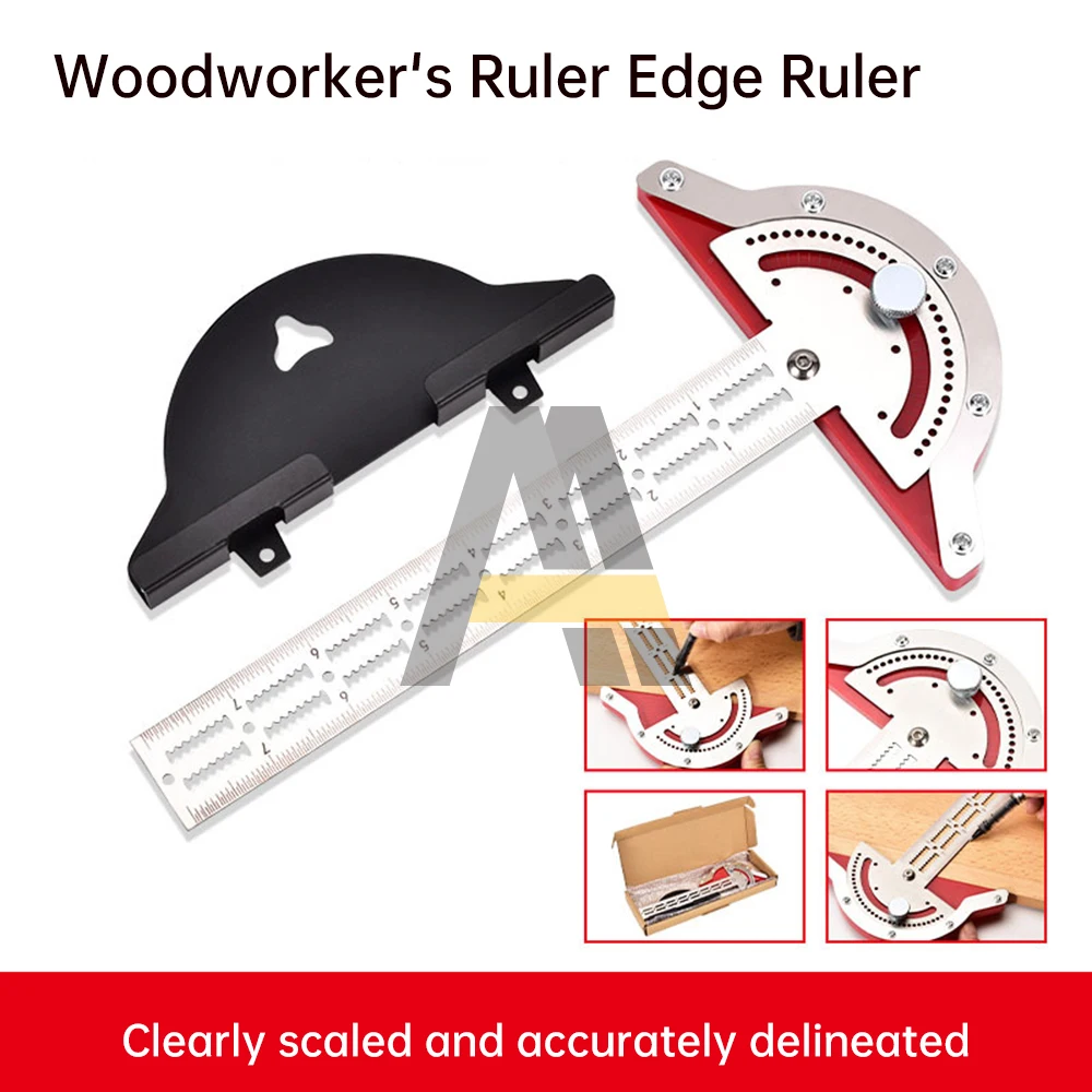 

Woodworkers Edge Ruler Stainless Steel Protractor 10" 15" 20" 70 Degrees Free Rotation Angle Angle Carpenter Measuring Tool