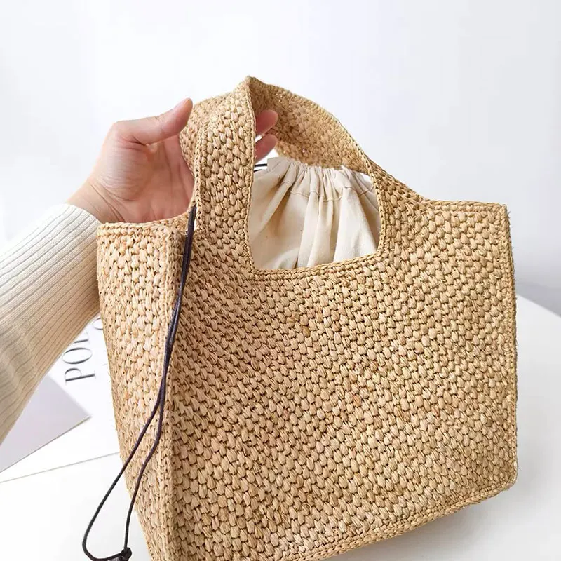Summer Raffia Straw Women Vacation Woven Beach Shoulder Bag Capacity Simple Handbag Classic Simplicity Luxury Designer Tote Bag
