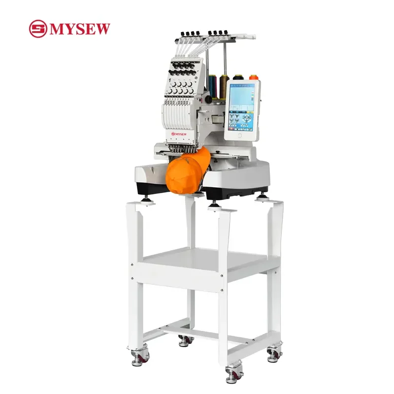 MYSEW MFS800  9  s Single Head Automatic Computerized Digital Hat Shoes T-shirt Industrial Cap Embroidery Machine Prices