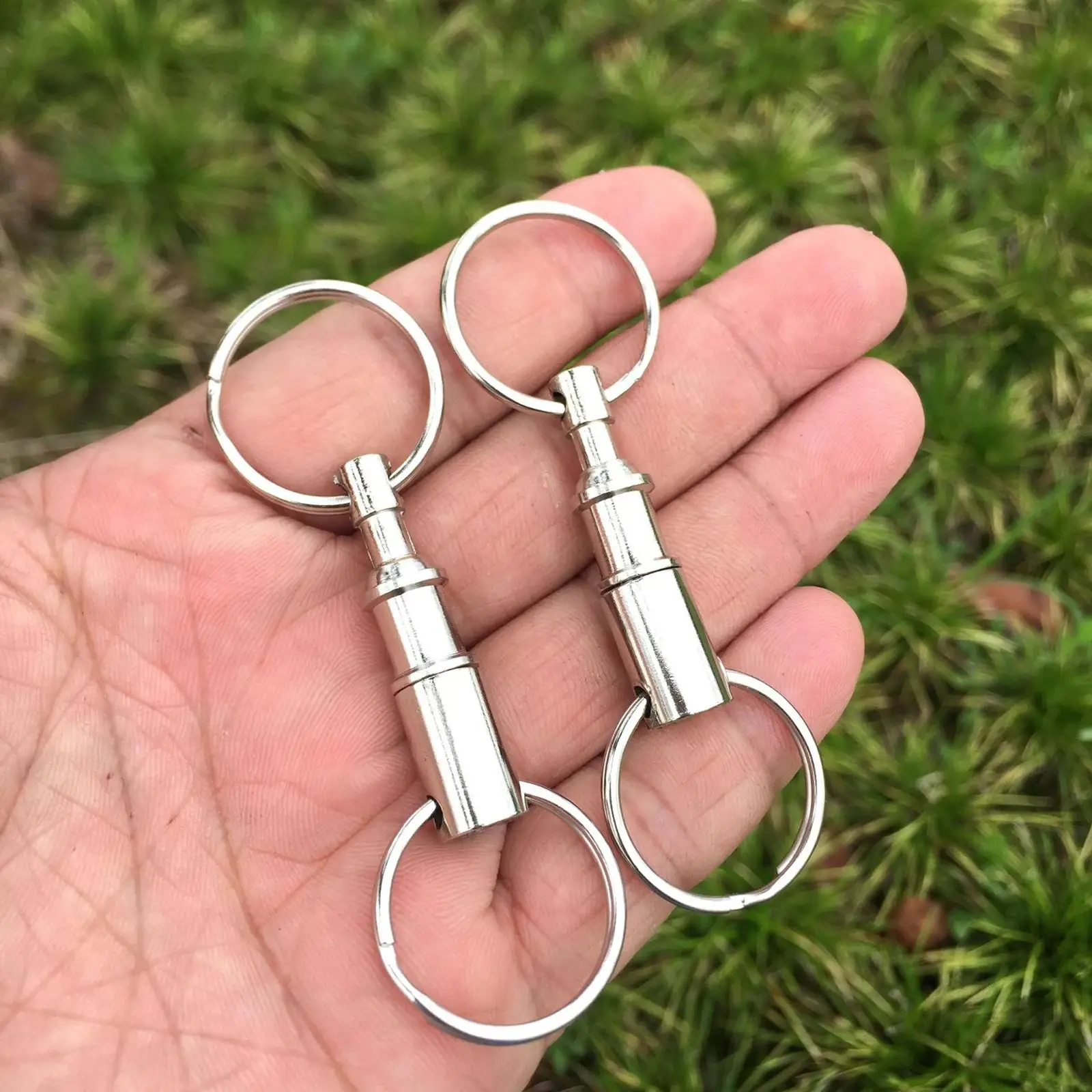 Double Ring Keys Holder Quick Release Keychain Pull Apart Detachable Metal Loop for Dad Gift Car Use