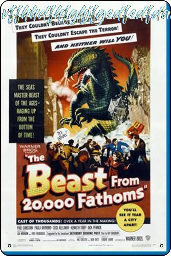 Beast From 20000 Fathoms movie Metal Sign Gifts Wall Decor Funny Tin Signs Wall Art Posters Prints for Home Room Kitchen Ba sign