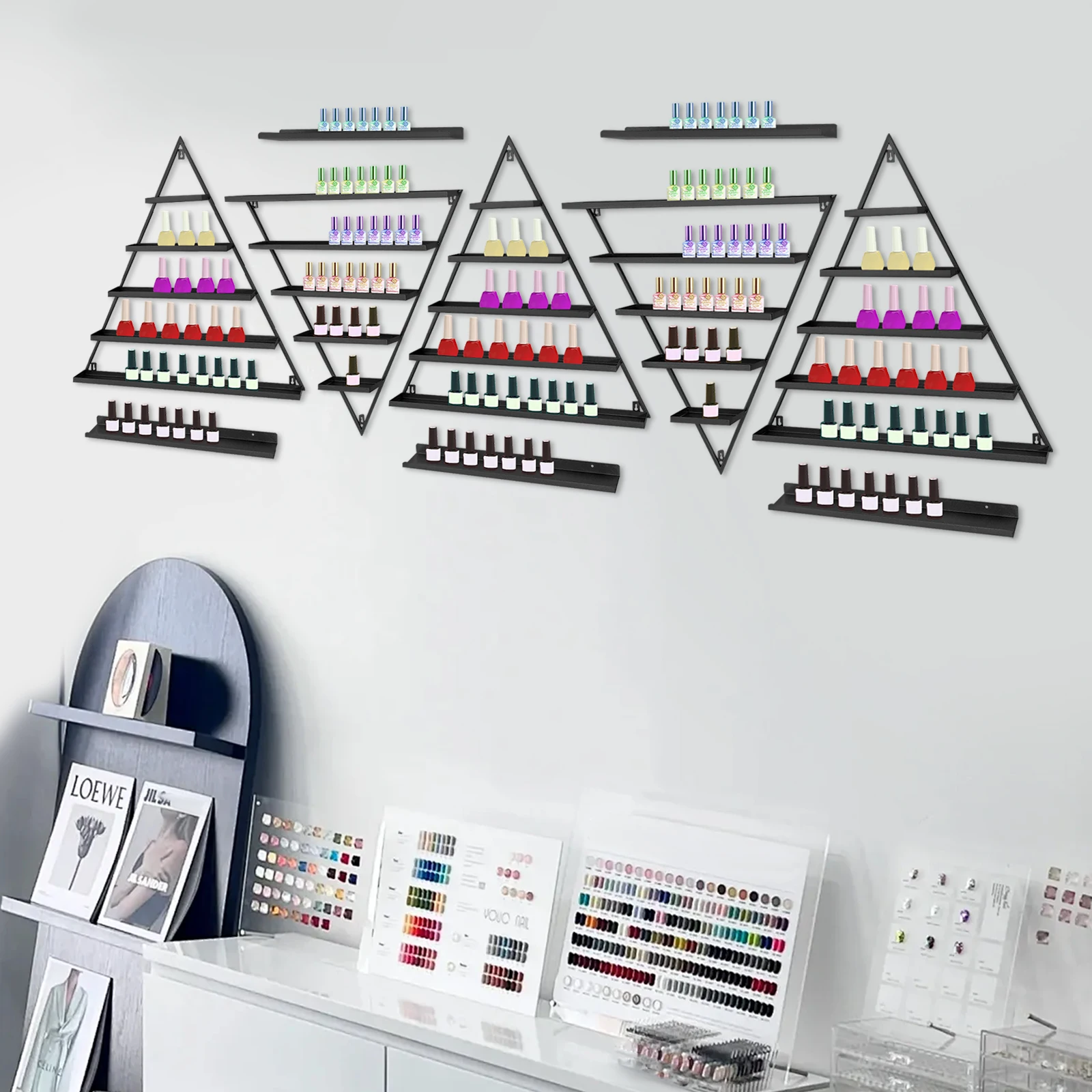 10PCS Triangular Nail Polish Racks, Wall-mounted Nail Polish Racks, 5-tier Display Racks for Cosmetics