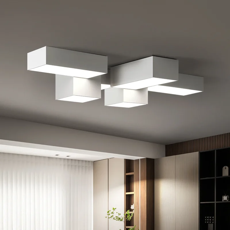 Luce da soggiorno quadrata geometrica Luce principale minimalista Plafoniera creativa avanzata Spettro completo moderno e minimalista