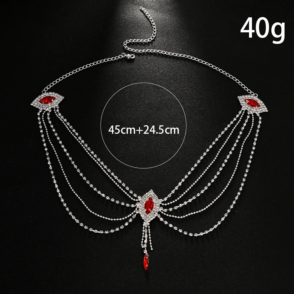 Stonefans Halloween Red Layered Head Chain Women Boho Hairband Vintage Headpieces Hair Accessories Party Hair Jewelry for Women