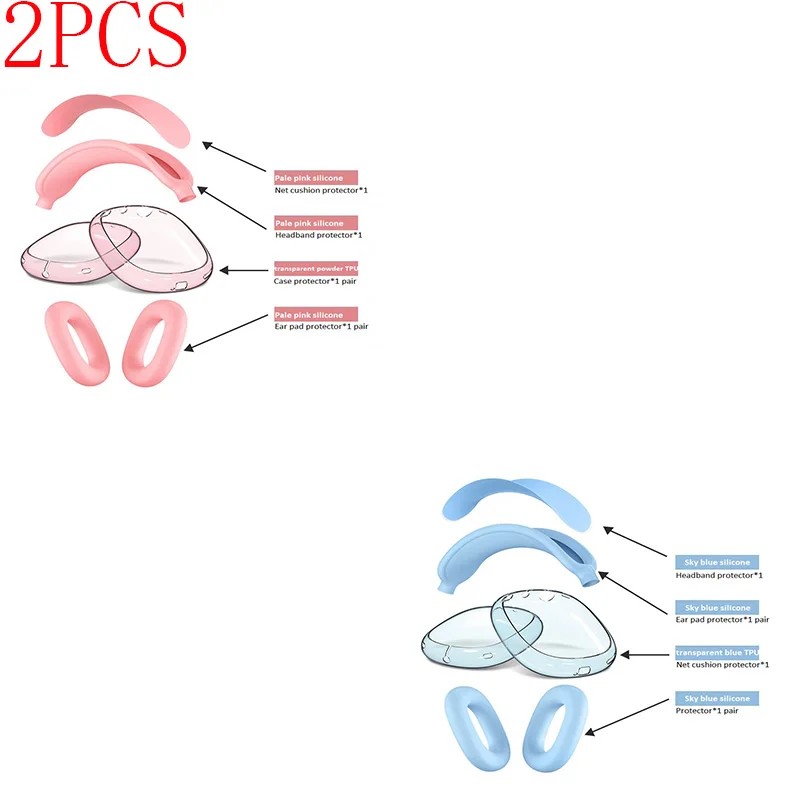 Transparante TPU driedelige set voor Airpods Max hoes accessoires hoofdtelefoon oorkussens krasbestendig gehoorapparaat hoes EJBHT07