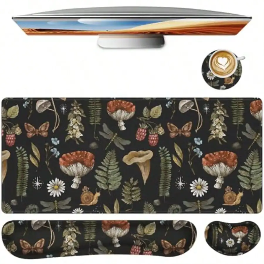 

Mouse Pad Set Large Desk Desk Matt for Desktop with Wrist Rest Anti-Slip XXL Big Computer Ergonomic Mousepad with Wrist Suppo