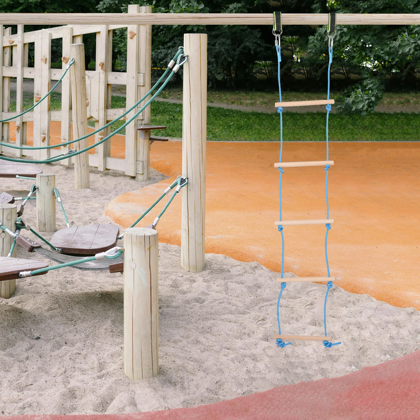 

1 Set Wooden Rope Kids Safe Climbing Ladder 5 Height Levels Durable Sturdy Kids Exercise Ladder Indoor Outdoor Play Garden Rock