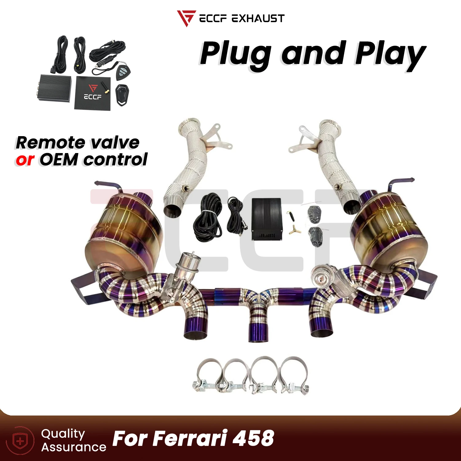 

Sporty Titanium Complete exhaust system For Ferrari 458 Plug and Play Performance Upgrade Easy Installation