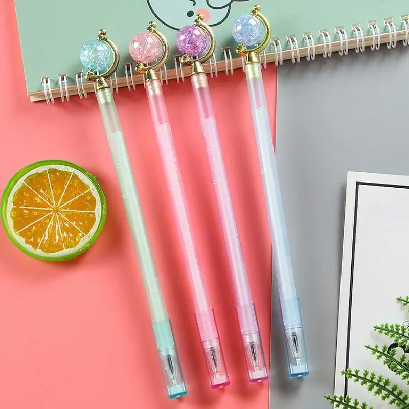 4 Piece Stationery Cute Crystal Globe Stationery Sweet Lovely Pretty Candy Gel Pen