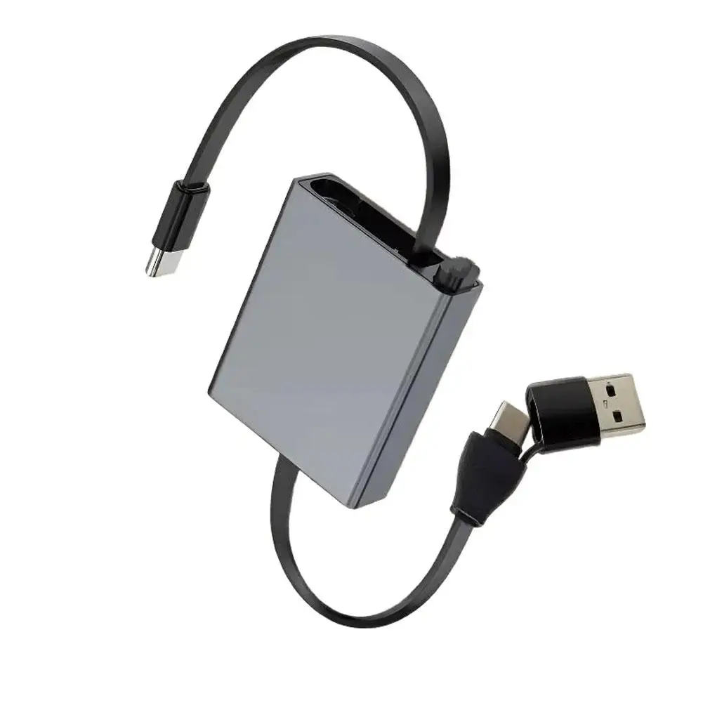 3-in-1 Typ-C Computer-Datenkabel 60W Schnellladekabel Einziehbarer USB-Ladeadapter für Handys und Laptops