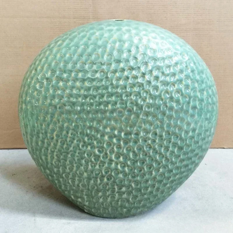 Kiln dark green glaze concave convex dot flat ceramic table lamp base