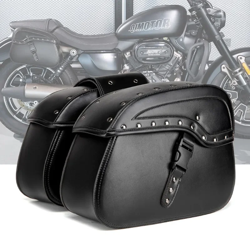 

Alforja de motocicleta, bañadores laterales Punk negros para motocicleta, bolsa de sillín doble de crucero para motocicletas Har