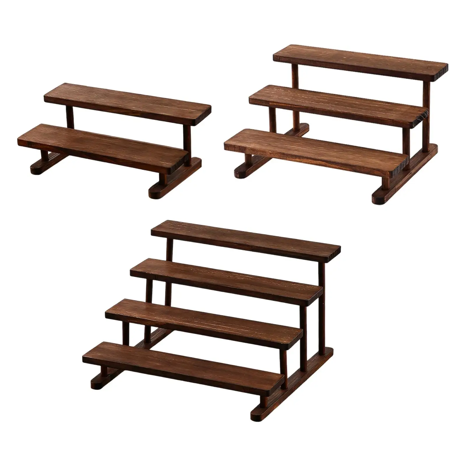 Figure Display Stand Rustic Wooden Display Riser, Tiered Perfume Organizer, Cupcake Stand Holder for Toys Makeup Crafts