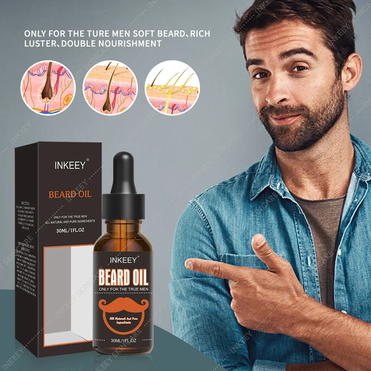 Beard Growth Oil Beard Oil for Men Mustaches Growth Stronger Thicker Nourishing Beard Hair Growth Oil Conditioner Beard Care